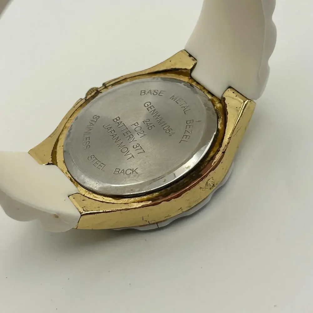 Gold and White Stainless Steel Watch 40mm Working New Battery
